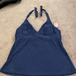 NWT: Title Nine Dark blue halter tankini top, soze M